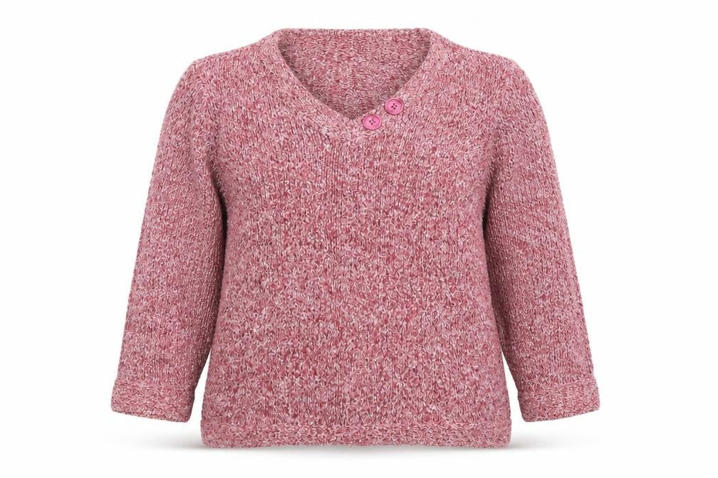 Bonmarché Women's Pink Chunky Knit V-Neck Button Pullover Jumper Size L