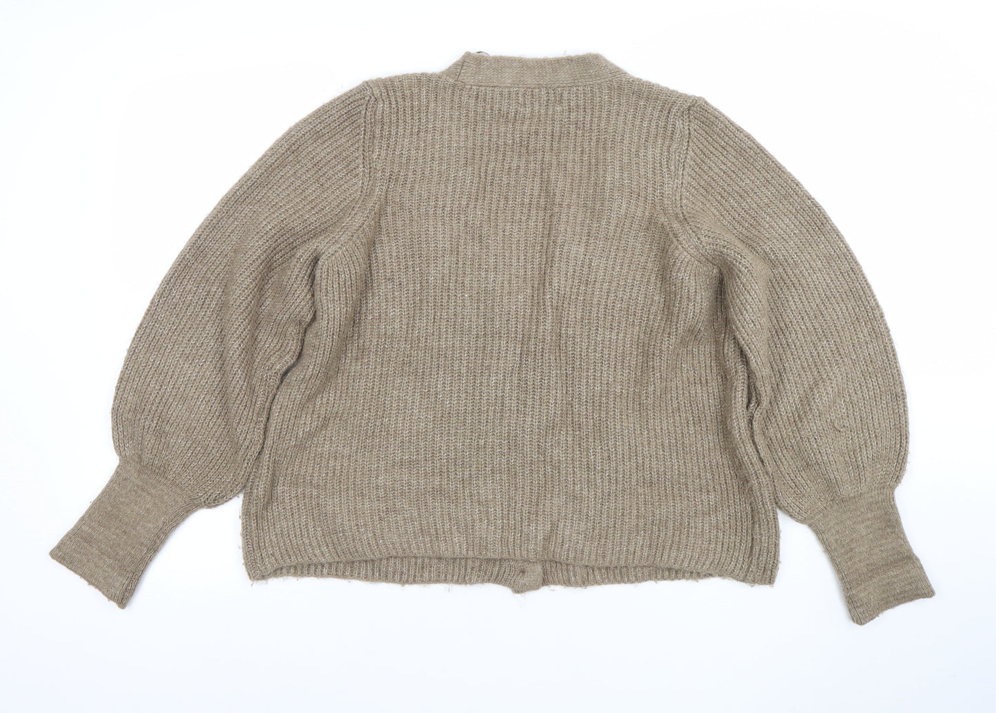 ONLY Women’s Beige Chunky-Knit V-Neck Button Cardigan Medium