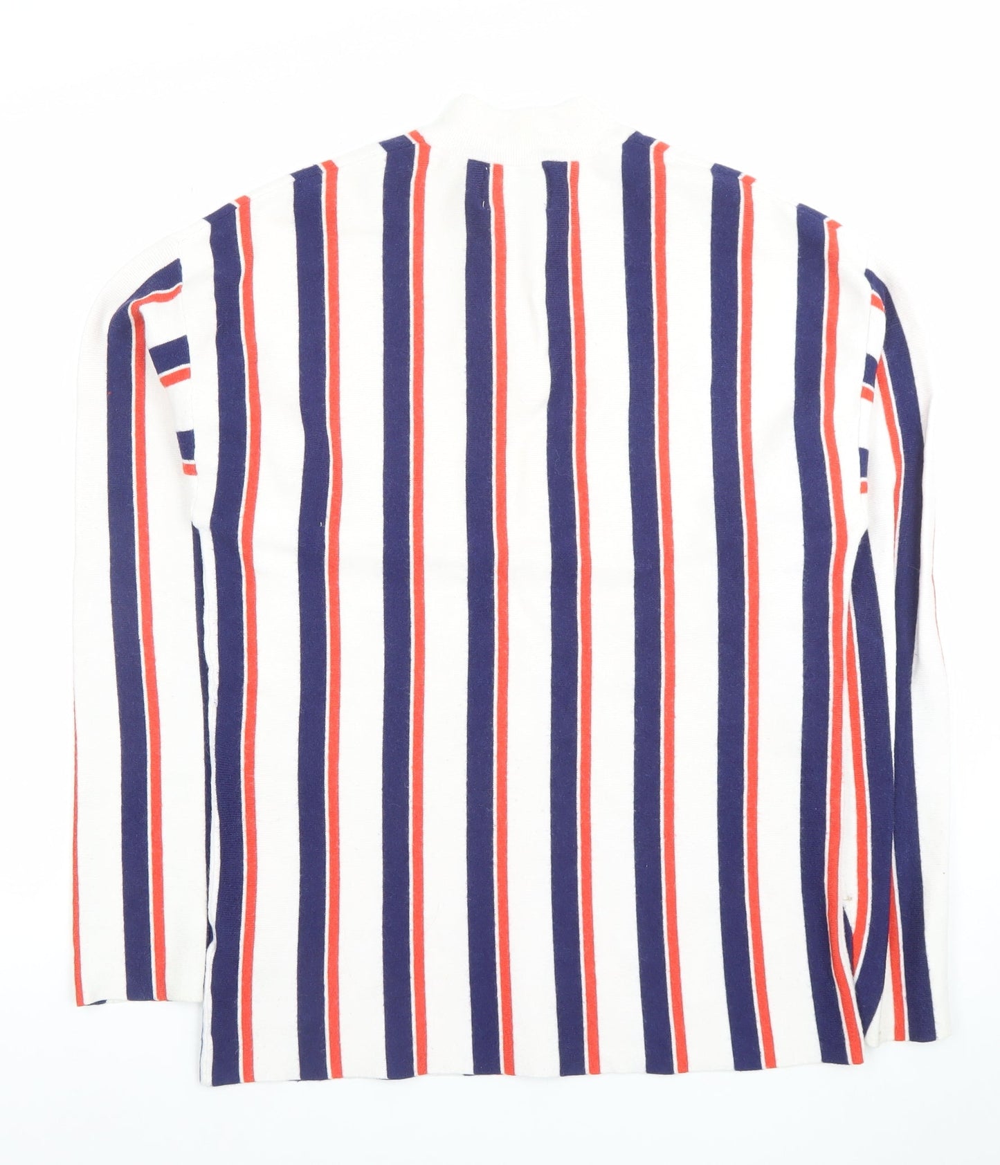 Topman Men's Multicoloured Striped Long Sleeve Zip Neck Polo M