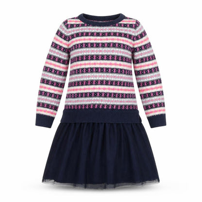 Gap Girls Multicoloured Fair Isle Jumper Dress 4 Years Knit Winter Casual