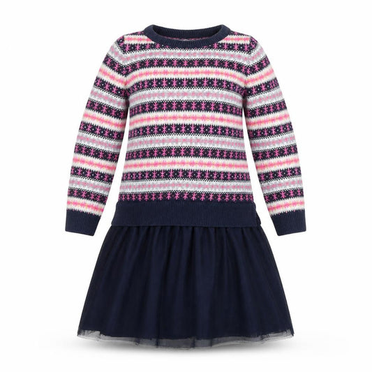 GAP Girls Multicoloured Fair Isle Jumper Dress 4 Years Knit Winter Casual