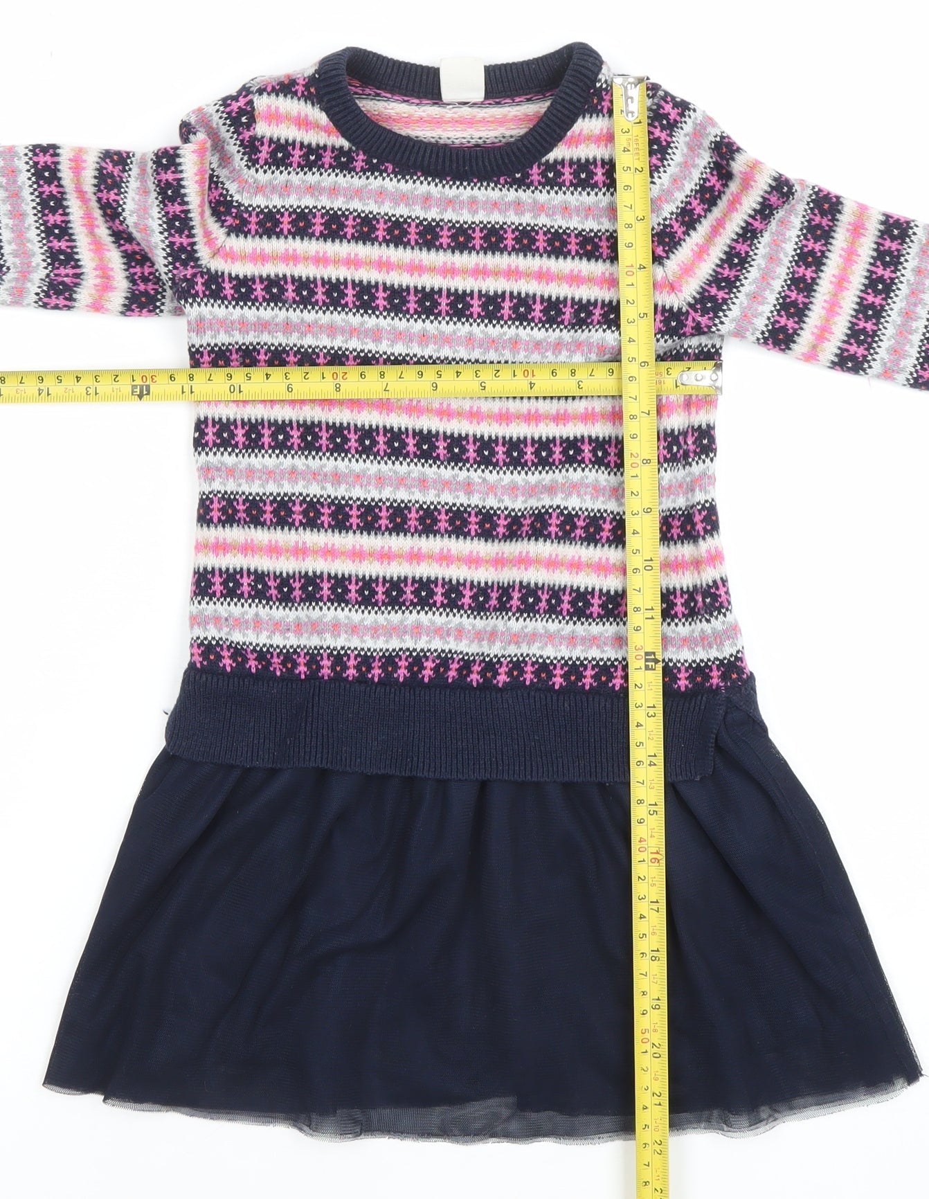 GAP Girls Multicoloured Fair Isle Jumper Dress 4 Years Knit Winter Casual