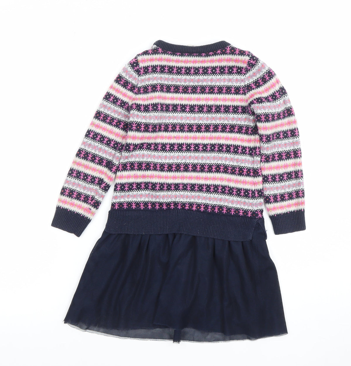 GAP Girls Multicoloured Fair Isle Jumper Dress 4 Years Knit Winter Casual