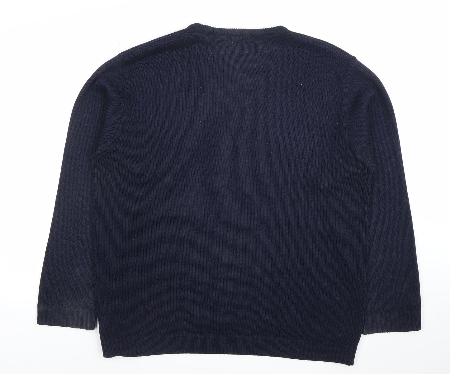 Minister Men's Blue V-Neck Acrylic Knit Jumper Size L