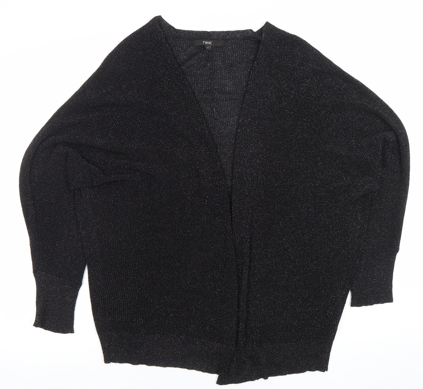 Next Women's Black Glitter Open Knit Long Sleeve Cardigan M