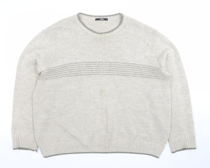 Marks & Spencer Men's Beige Wool Blend Crew Neck Jumper Size L
