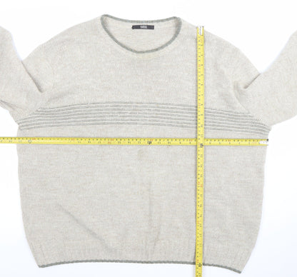 Marks & Spencer Men's Beige Wool Blend Crew Neck Jumper Size L