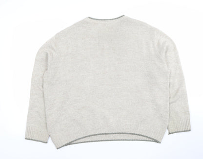 Marks & Spencer Men's Beige Wool Blend Crew Neck Jumper Size L