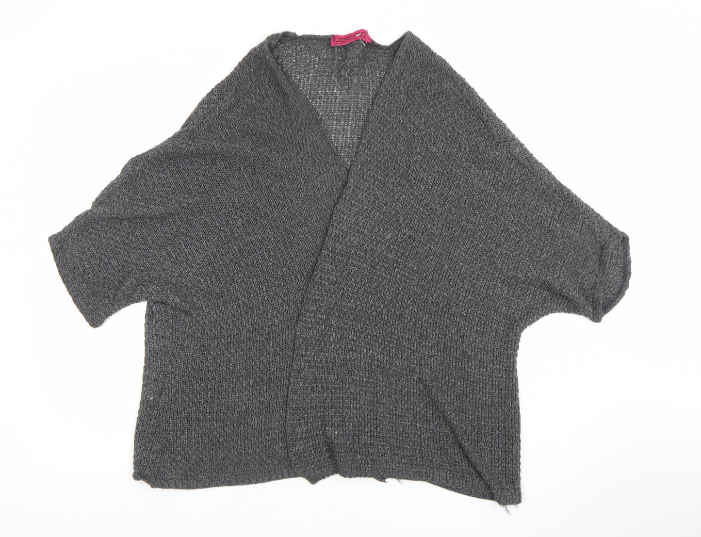 Boohoo Women's Grey Open Knit Short Sleeve Cardigan S