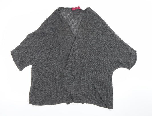 Boohoo Women's Grey Open Knit Short Sleeve Cardigan S