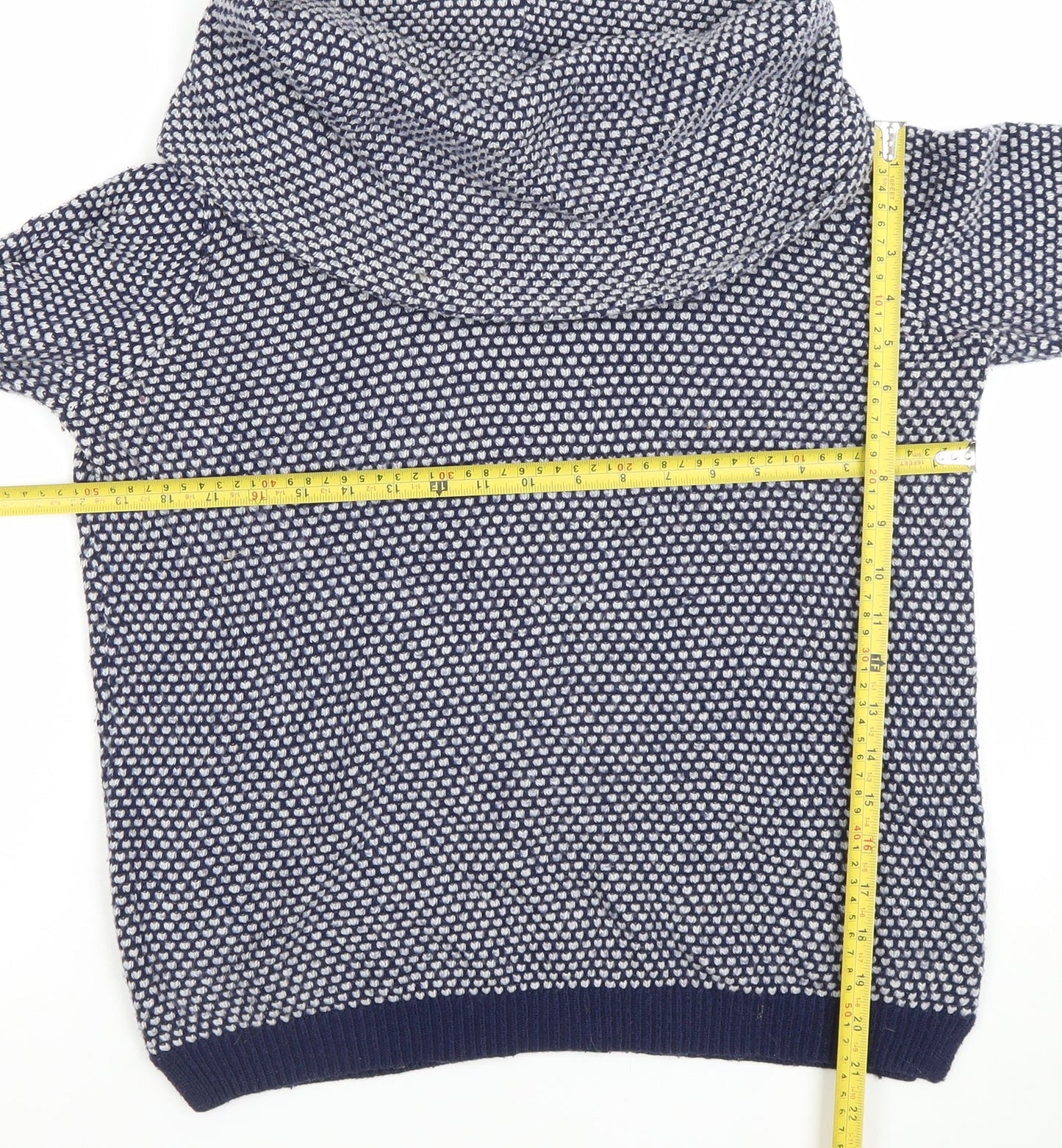 Wallis Women Blue Chunky Knit Cowl Neck Long Sleeve Jumper S