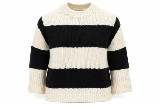 Front view of ASOS Women’s Black & Beige Striped Chunky Knit jumper XS