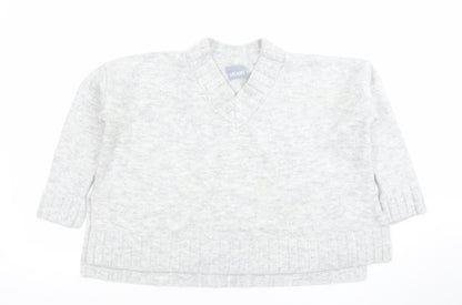 Dreams London Women's Grey V-Neck Knit Pullover Jumper One Size