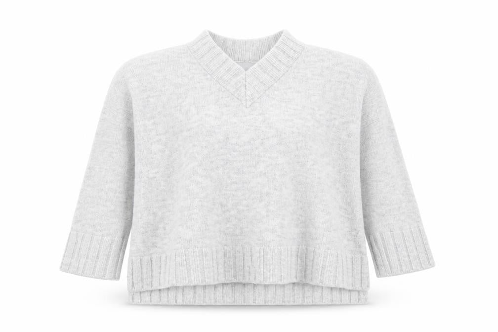 Dreams London Women's Grey V-Neck Knit Pullover Jumper One Size