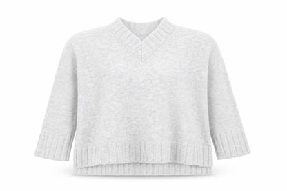Dreams London Women's Grey V-Neck Knit Pullover Jumper One Size