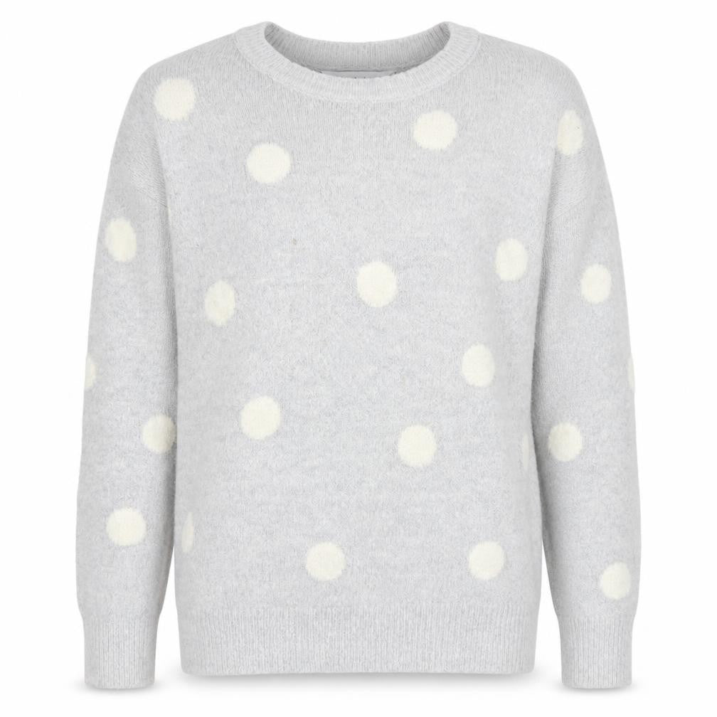 Amara Reya Womens Grey Polka Dot Wool Blend Crew Neck Jumper M