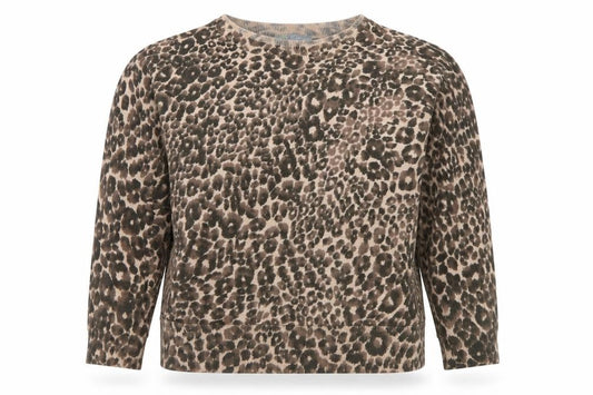 Marks and Spencer Womens Brown Animal Print Long Sleeve Knit Top UK 14