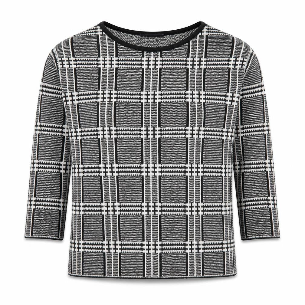 Marks & Spencer Womens Grey Check Knit Pullover Jumper Size 10