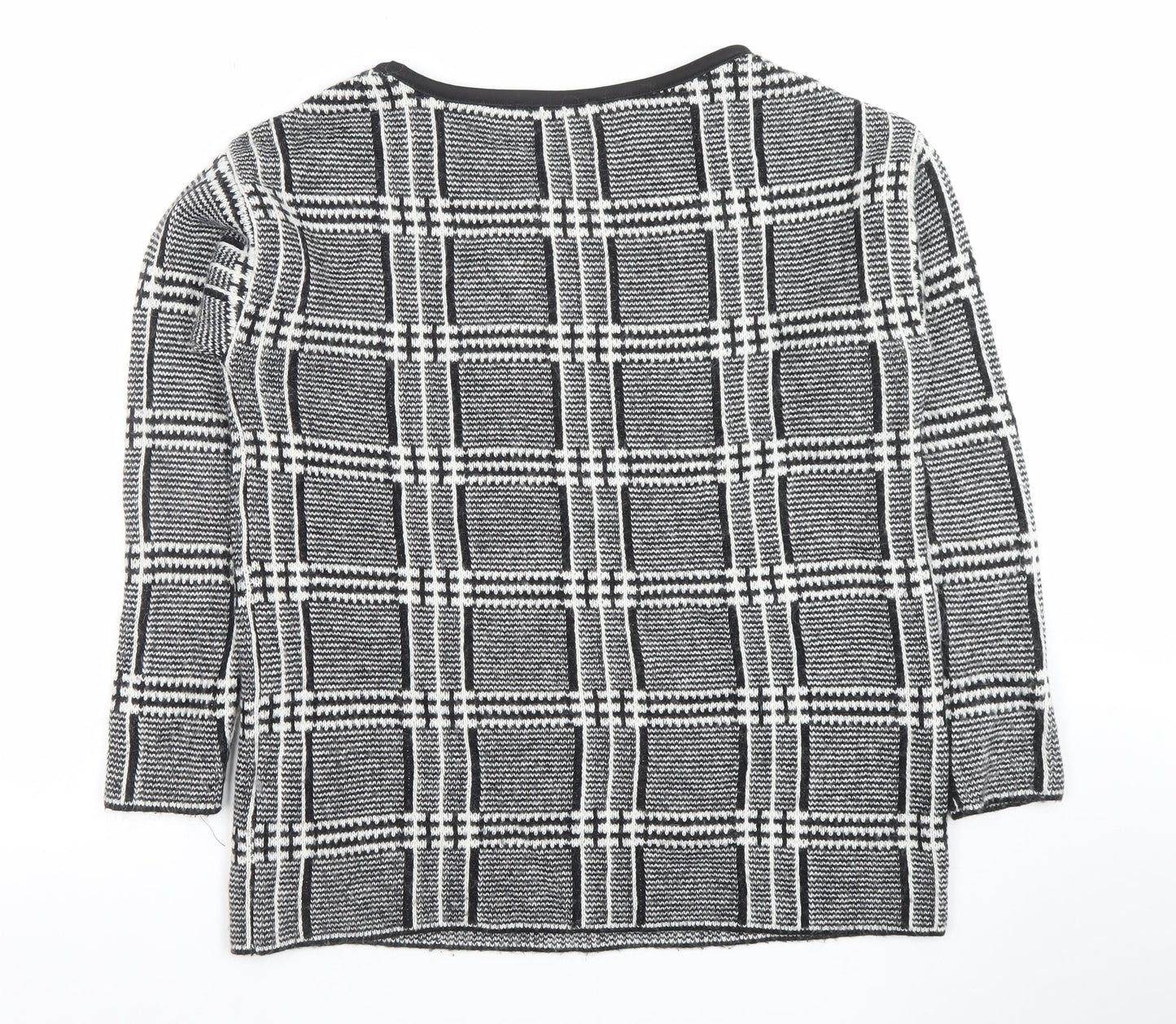 Marks and Spencer Womens Grey Check Knit Pullover Jumper Size 10