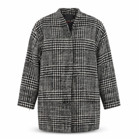 Zoe Jordan Womens Black Check Wool Blend Mid-Length Overcoat M