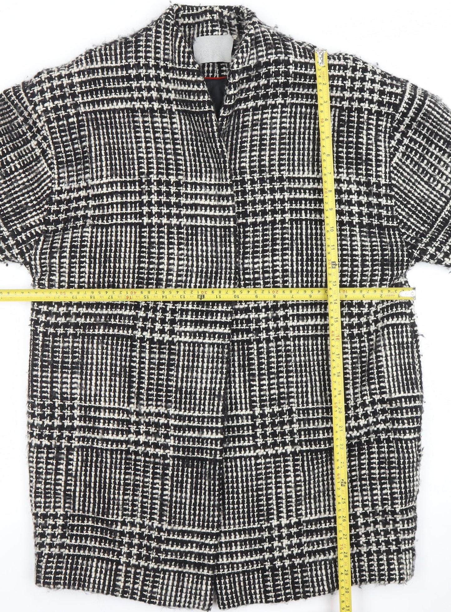 Zoe Jordan Womens Black Check Wool Blend Mid-Length Overcoat M