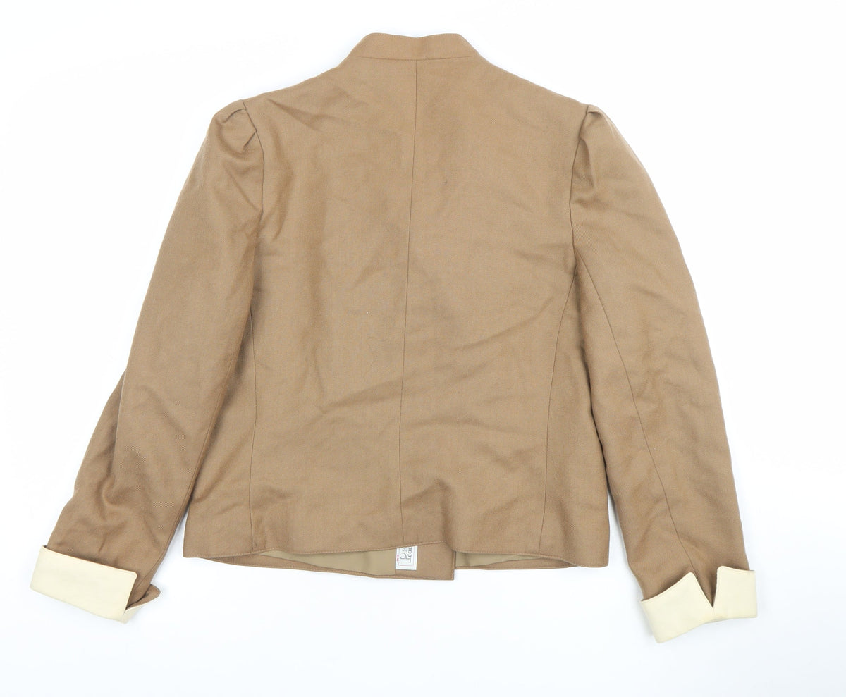 Our Premier Collection Women's Beige Wool Double-Breasted Blazer Size 14