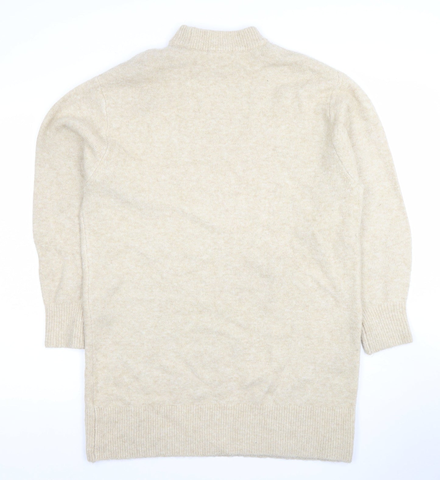 H&M Women’s Beige Wool Blend Mock Neck Long Sleeve Jumper XS