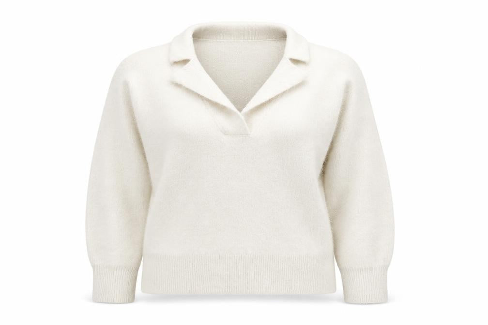 H&M Women’s White Collared Pullover Jumper Size S Soft Acrylic Blend