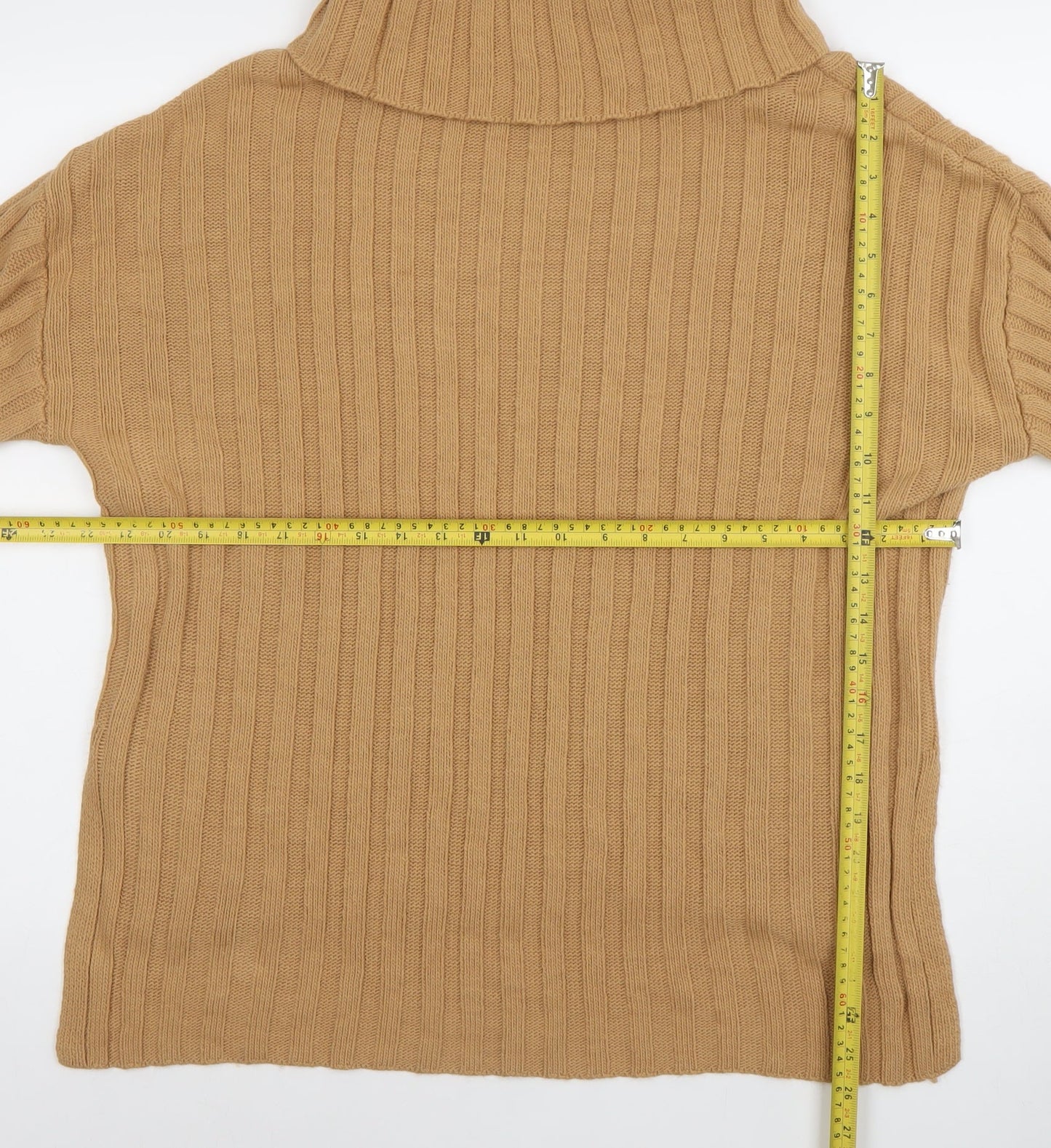 Primark Women’s Beige Roll Neck Ribbed Knit Jumper XS