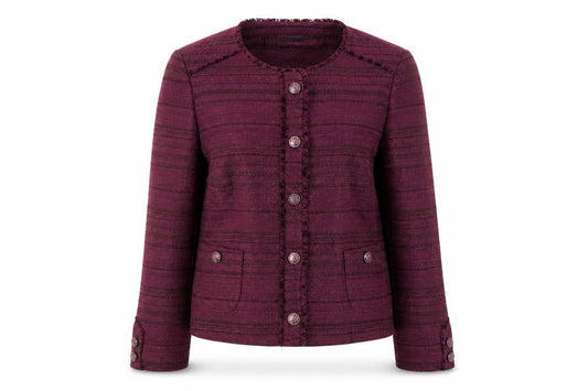 Bianca Women’s Purple Striped Lined Single-Breasted Blazer Size 14
