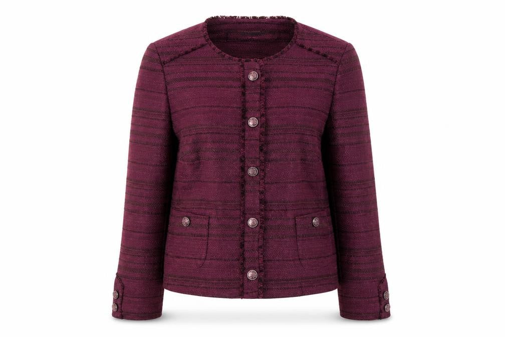 Bianca Women’s Purple Striped Lined Single-Breasted Blazer Size 14
