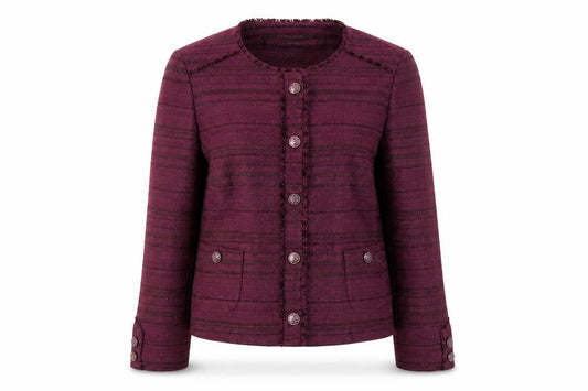 Bianca Women’s Purple Striped Lined Single-Breasted Blazer Size 14