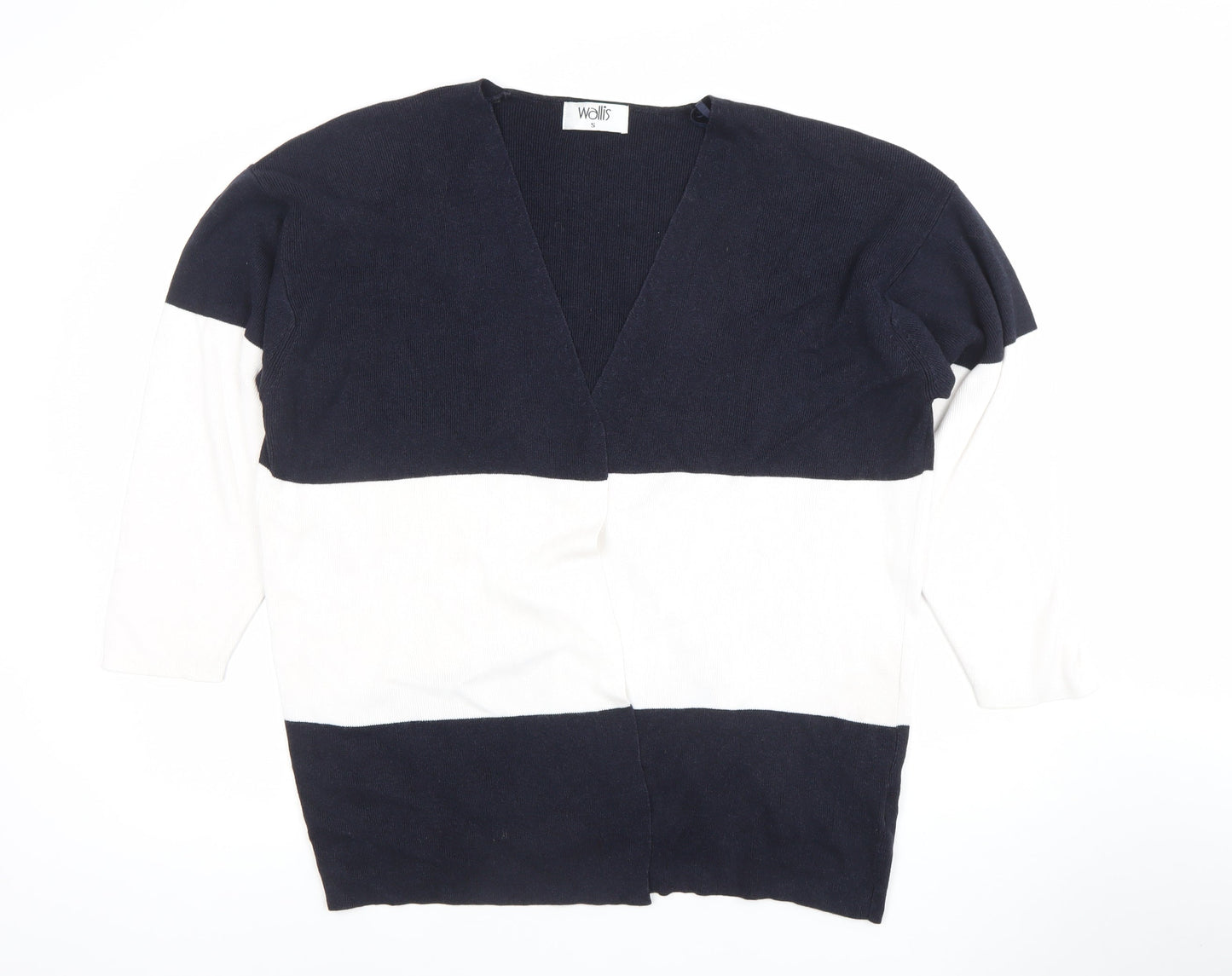Wallis Womens Navy White Striped V-Neck Cardigan Size S