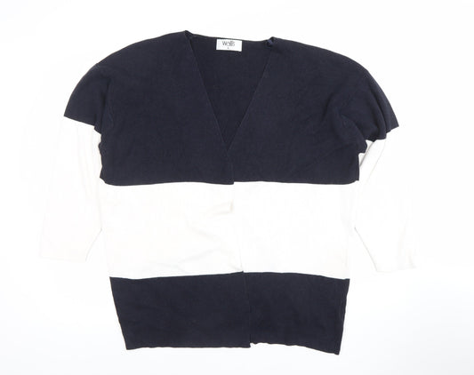 Wallis Womens Navy White Striped V-Neck Cardigan Size S
