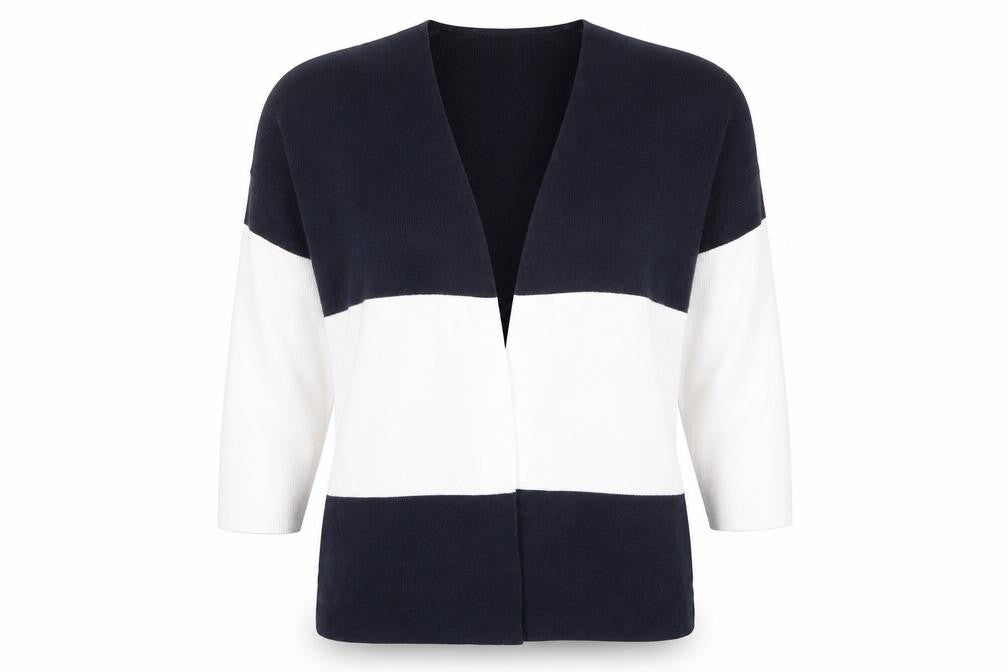Wallis Womens Navy White Striped V-Neck Cardigan Size S