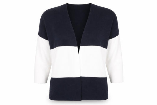Wallis Womens Navy White Striped V-Neck Cardigan Size S