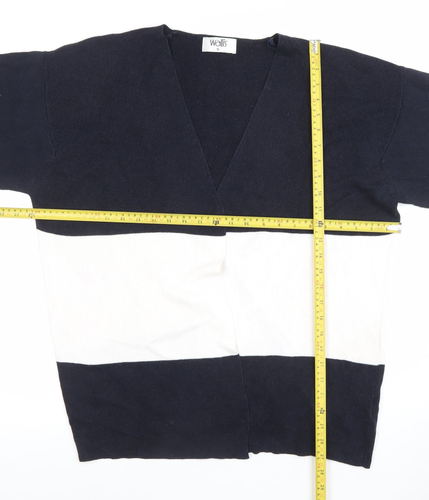 Wallis Womens Navy White Striped V-Neck Cardigan Size S