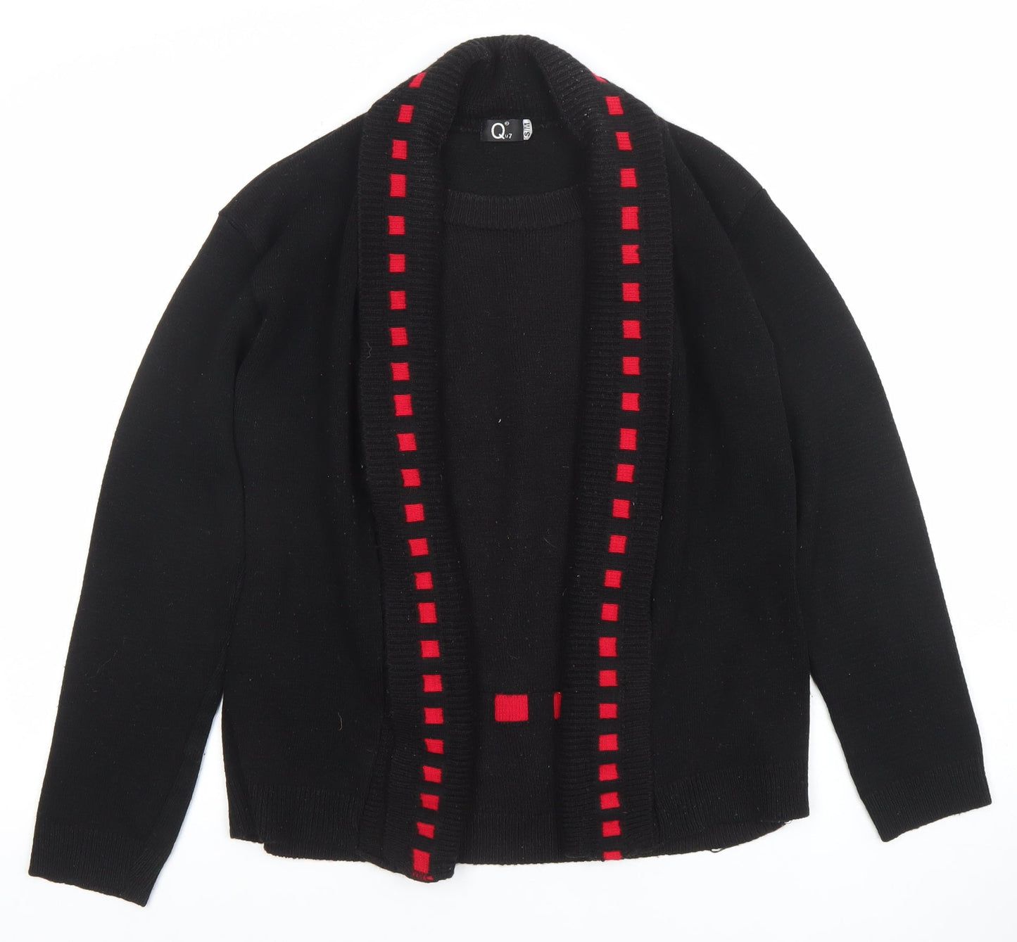 Q7 Women's Black Cardigan S Long Sleeve Knit Open Front
