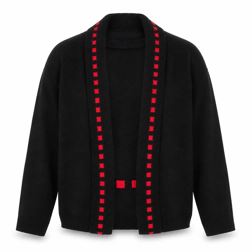 Q7 Women's Black Cardigan S Long Sleeve Knit Open Front