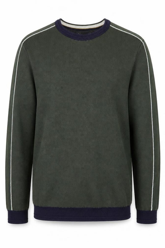 Marks & Spencer Men's Green Cotton Crew Neck Jumper Size L