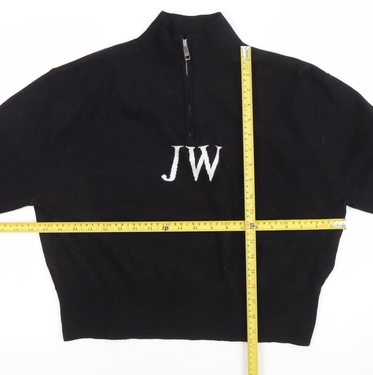 Jack Wills Women Black 1/4 Zip Mock Neck Pullover Sweatshirt UK 10