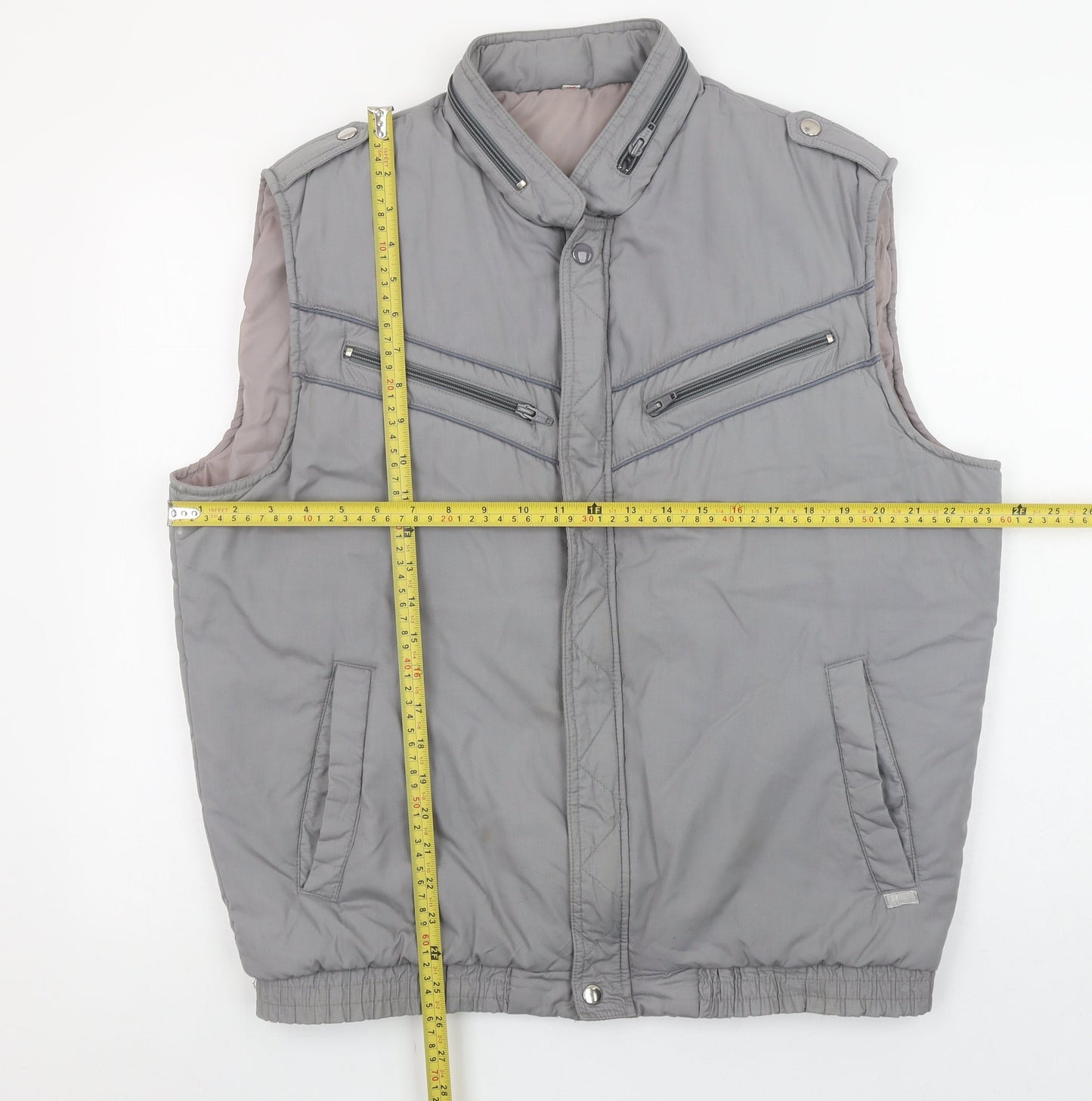 Nico Men’s Grey Padded Bodywarmer Waistcoat Size 44 Regular Fit