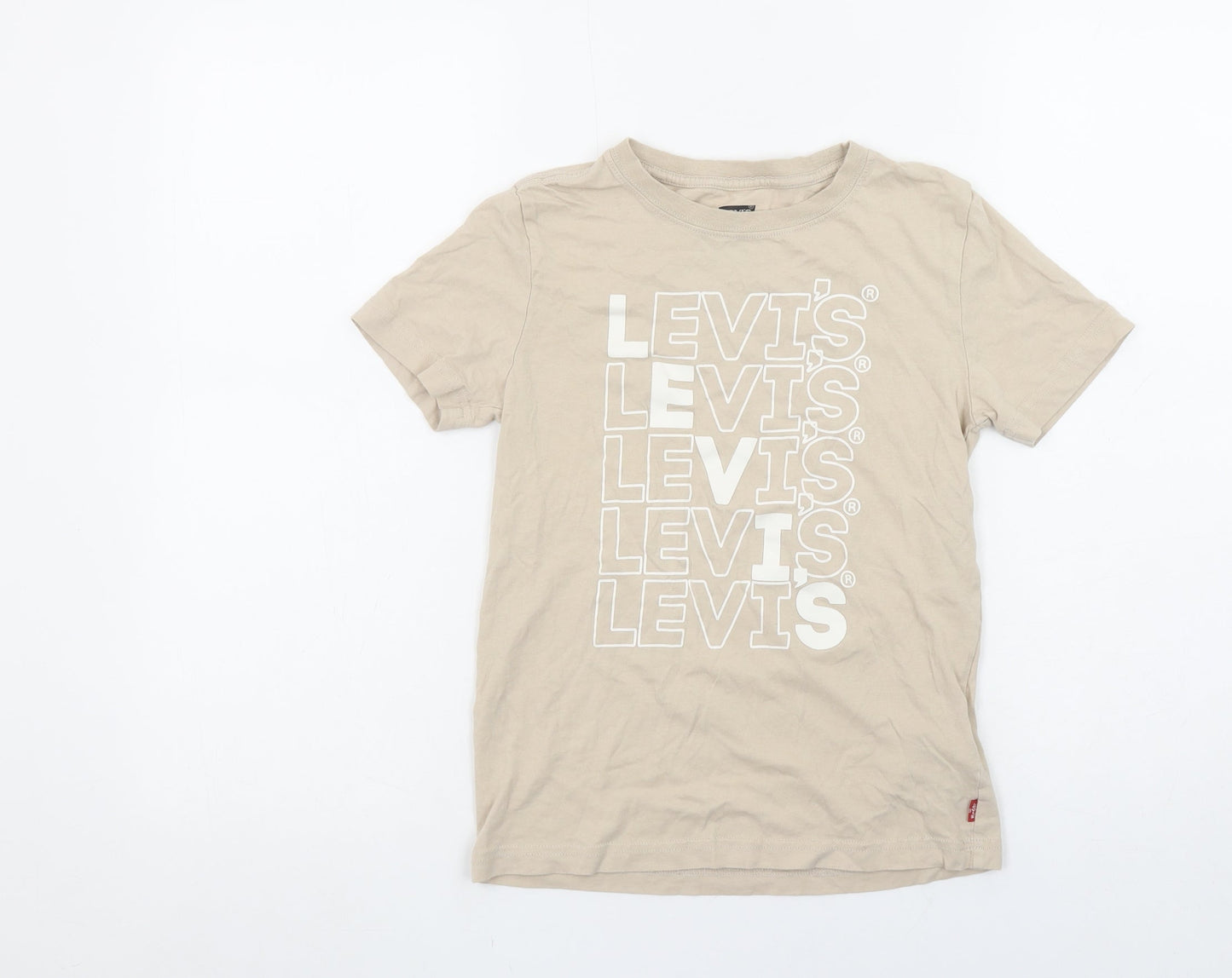 Levi's Boys Beige Logo T-Shirt 10 Years Short Sleeve Organic Cotton