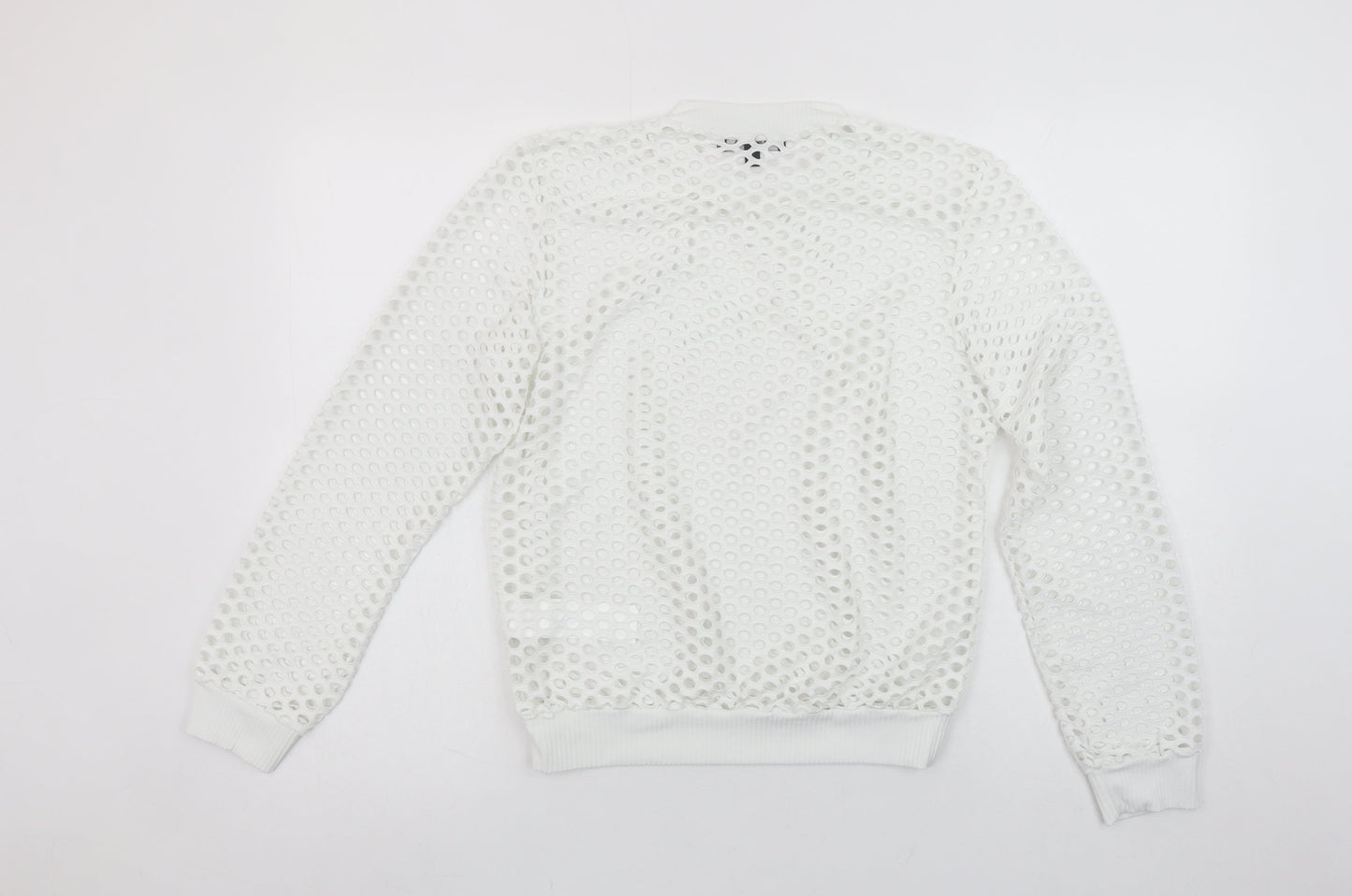 Belleza Women's White Mesh Long Sleeve Jersey Top UK 12