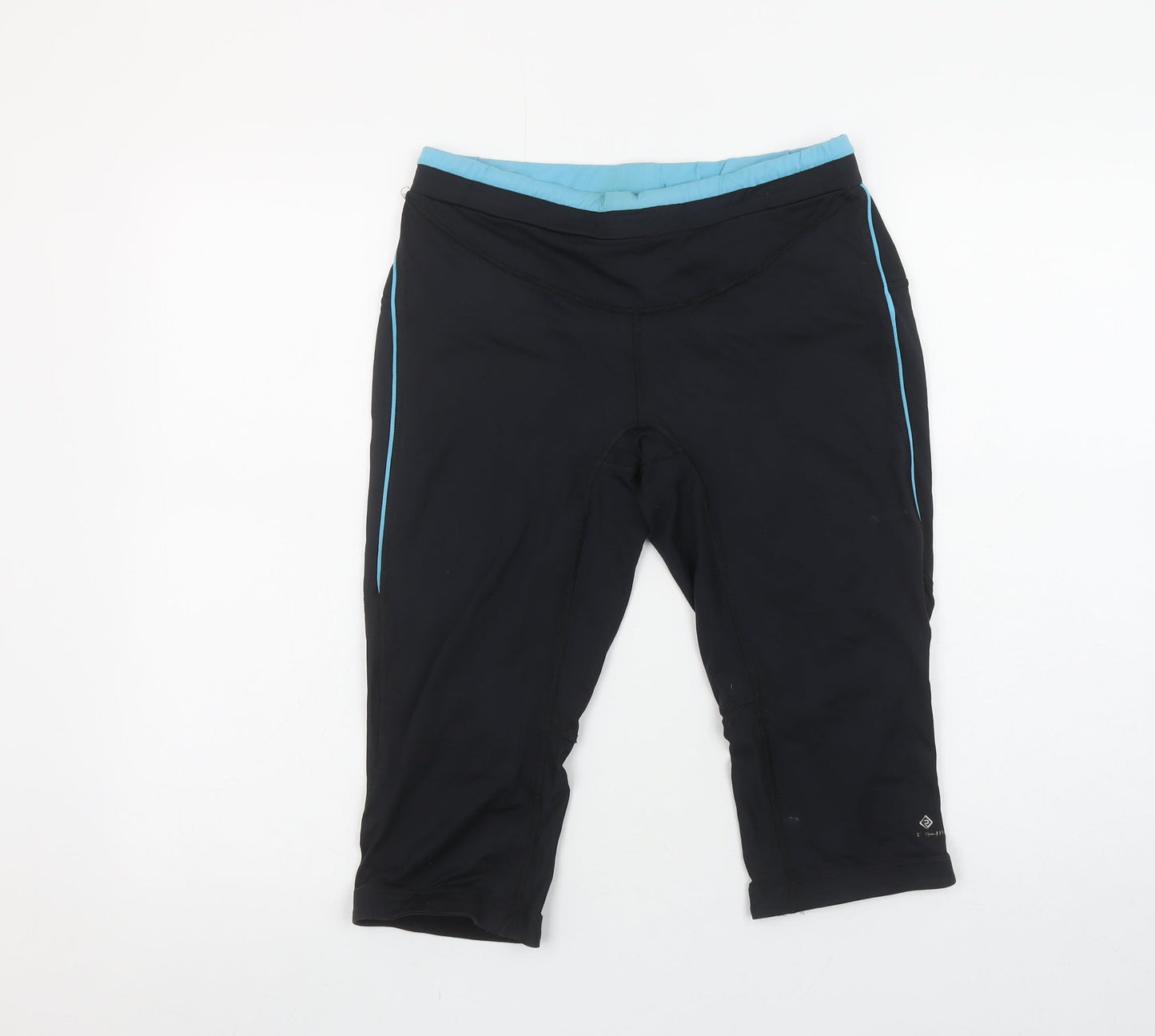 Ronhill Women's Black Capri Running Leggings Size 12 Reflective Sportswear