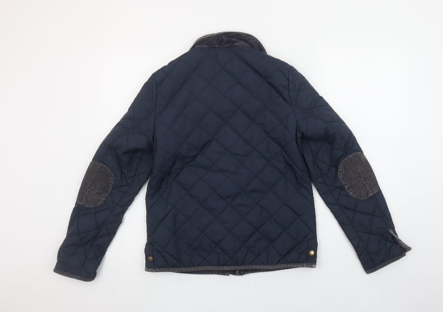 Jack Wills Women's Navy Blue Quilted Jacket UK 8 Cord Collar