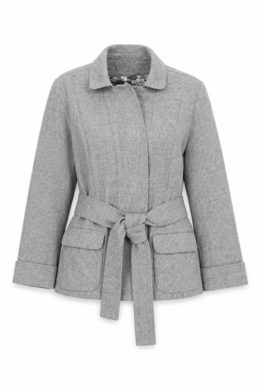 Whistles Womens Grey Wool Belted Blazer Jacket UK 12