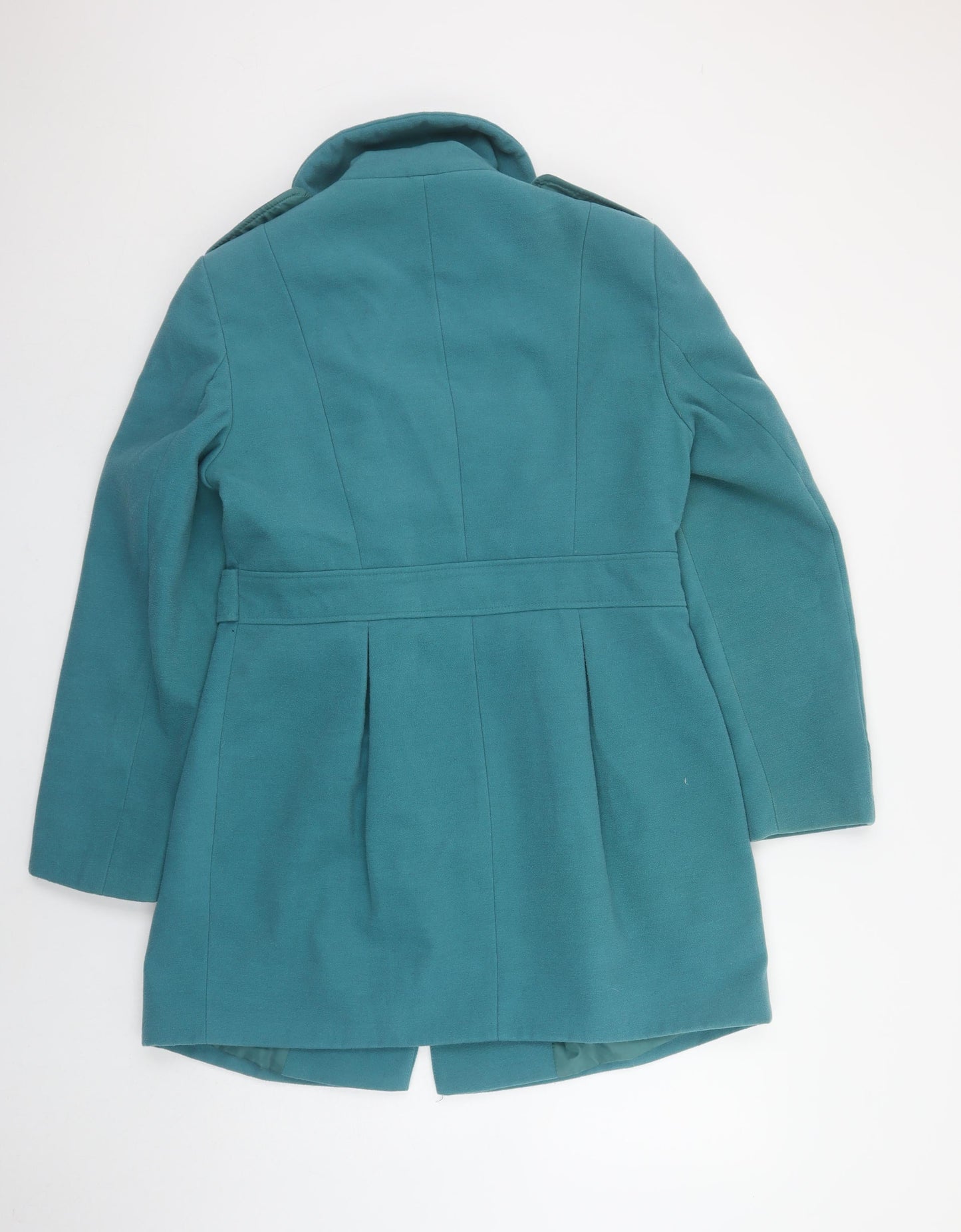 Next Womens Green Pea Coat Size 14 Double Breasted Mid-Length Jacket