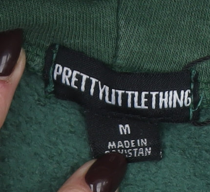 PrettyLittleThing Womens Green Pullover Hoodie M New York Print