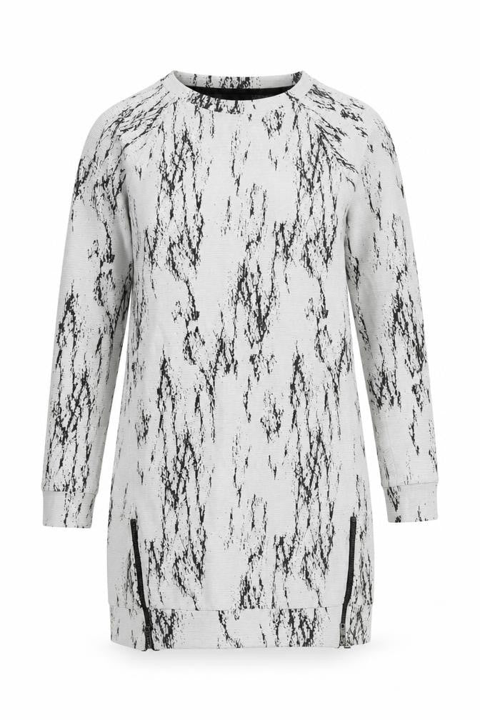 Next Women Grey Knit Shift Dress Size 12 Long Sleeve Zip Detail